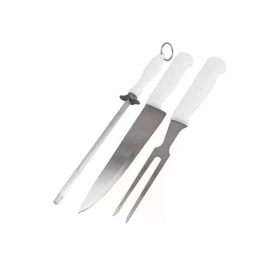 Jogo de facas de churrasco de inox 3 peças